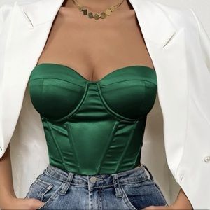 Boho Satin feel corset Bustier Crop Top